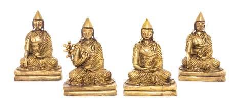 575 A Bronze Figure of Buddha the Buddha depicted seated in dhyanasana with the left hand lowered in dhyanamudra, dressed in draped robes, having a calm facial expression below knotted hair.