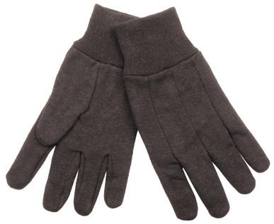 Gloves Heavyweight Jersey Gloves Made of 100% cotton jersey. Cat. No. 40002 has a knit wrist. Dark-brown color. Soft, comfortable, general-purpose gloves. Cat. No. 40001 has a fleece lining and an open cuff.