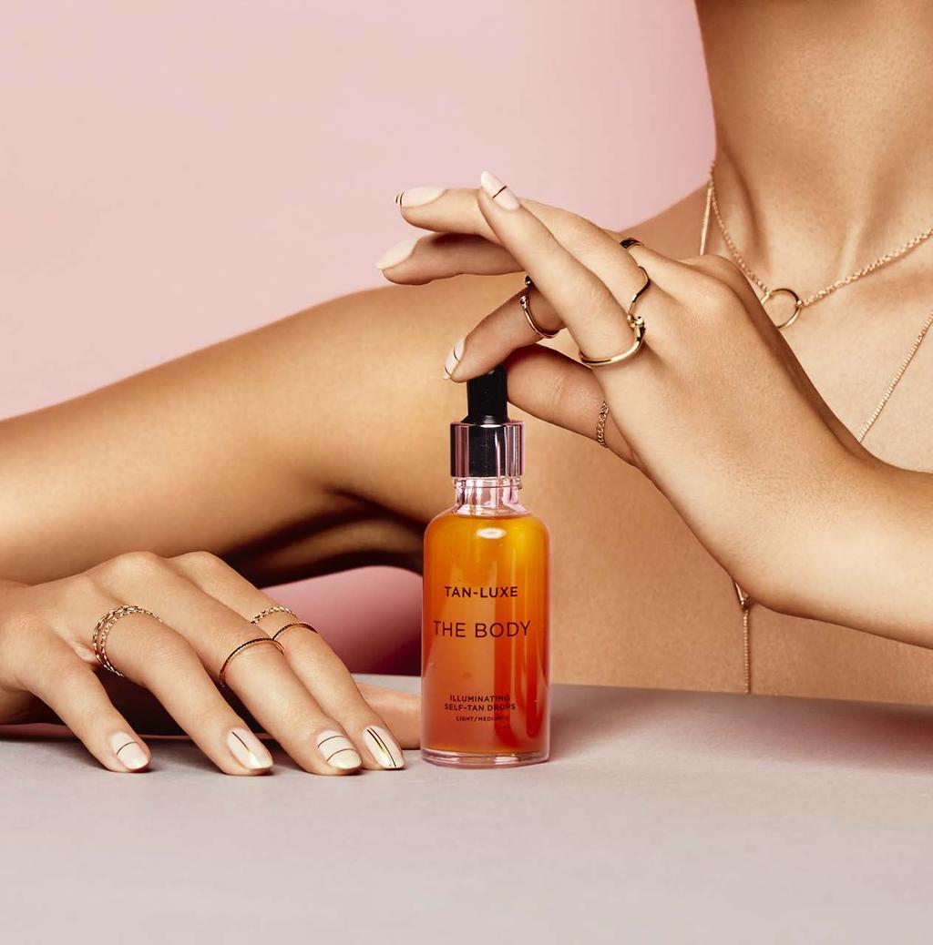 THE BODY ILLUMINATING SELF-TAN DROPS The world s first firming and toning, tailor-made tanning drops. THE BODY transforms your preferred body lotion, mouisturizer or oil into a bespoke self tanner.