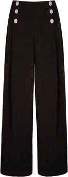 Wool 5% Mohair 1% Elastane LINING:No STYLE: YABT06 DESCRIPTION: Wide legged Trousers with button detail COLOURS: