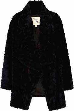 INTO T HE WOODS A/W COLLECTION 2016 STYLE:YAJJ04 DESCRIPTION: Textured faux fur waterfall coat COLOURS: Black SLEEVE: Long