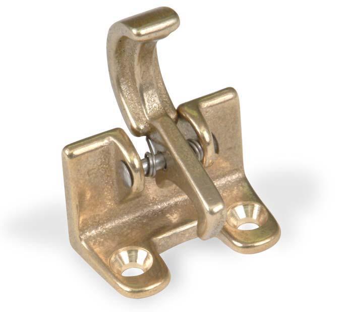 H26 Naval Brass, Burnished 2122 Spring Catch This spring catch is mounted at the head of double hung windows.