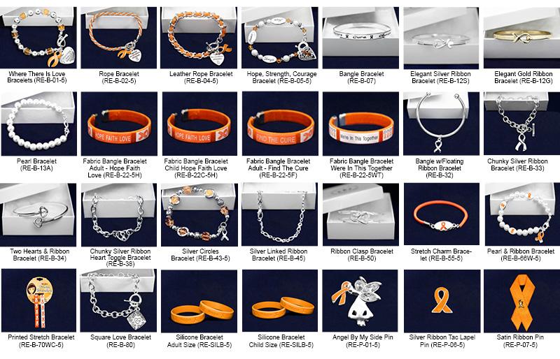 Orange Ribbon Fundraising Kits This sampler kit has 1 sample of every jewelry item that we sell.