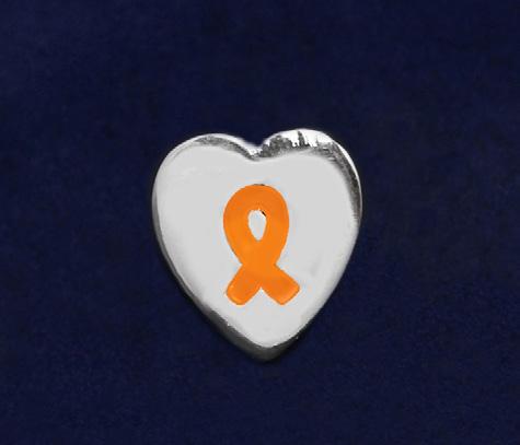 Silver Trim Tac Pin. This pretty orange ribbon pin is a smaller sized lapel pin.
