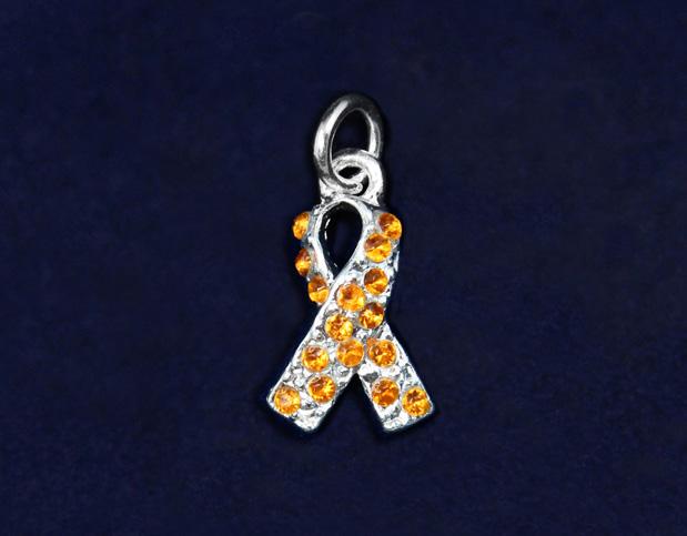 This sterling silver plated ribbon charm is approximately 2.5 x 1.