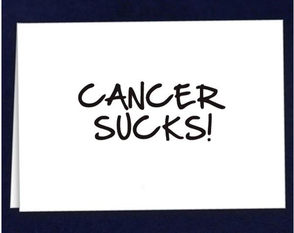 Comes 12 cards with envelopes in a bag. (WDC-17) Qty: 12/pkg. Cancer Suck Note Cards.