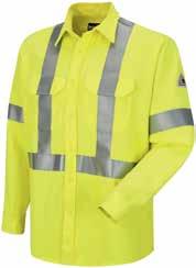 closure, placket front with button closure and tailored sleeve placket. 360 visibility with front and back " silver reflective striping.