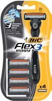 contours of the skin for fluid shaving and glide precision Blister 4 All-in-one shaver: 1 handle + 4 cartridges with the best of BIC system shaver technology 3 independent spring-mounted blades: