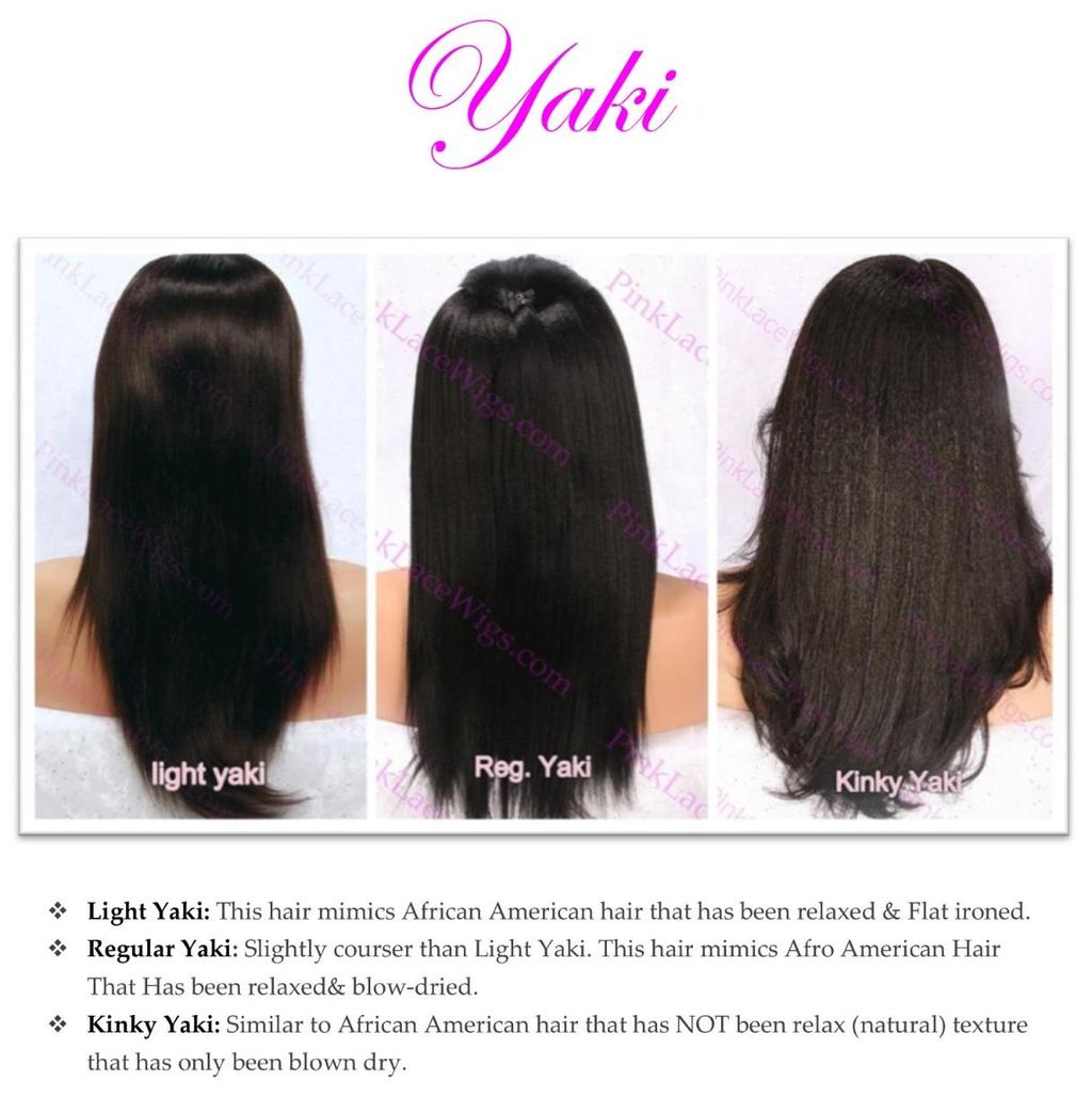 Yaki Suitable for: African American Hair Thicker hair texture