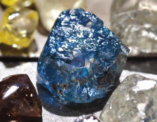 Photo courtesy of Petra Diamonds. 3-15: Large blue (Type IIb) diamond, weighing 26.58 carats, from the Cullinan (formerly Premier) mine, South Africa.