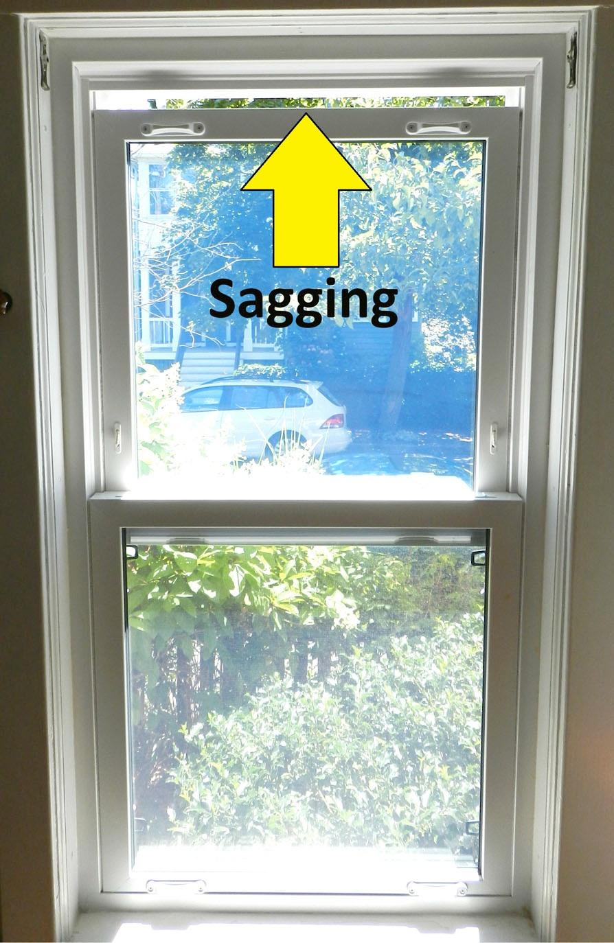 section 31 sagging upper sashes Okay, so you or someone before you got replacement double-sash windows, probably 10 to 15 years ago.