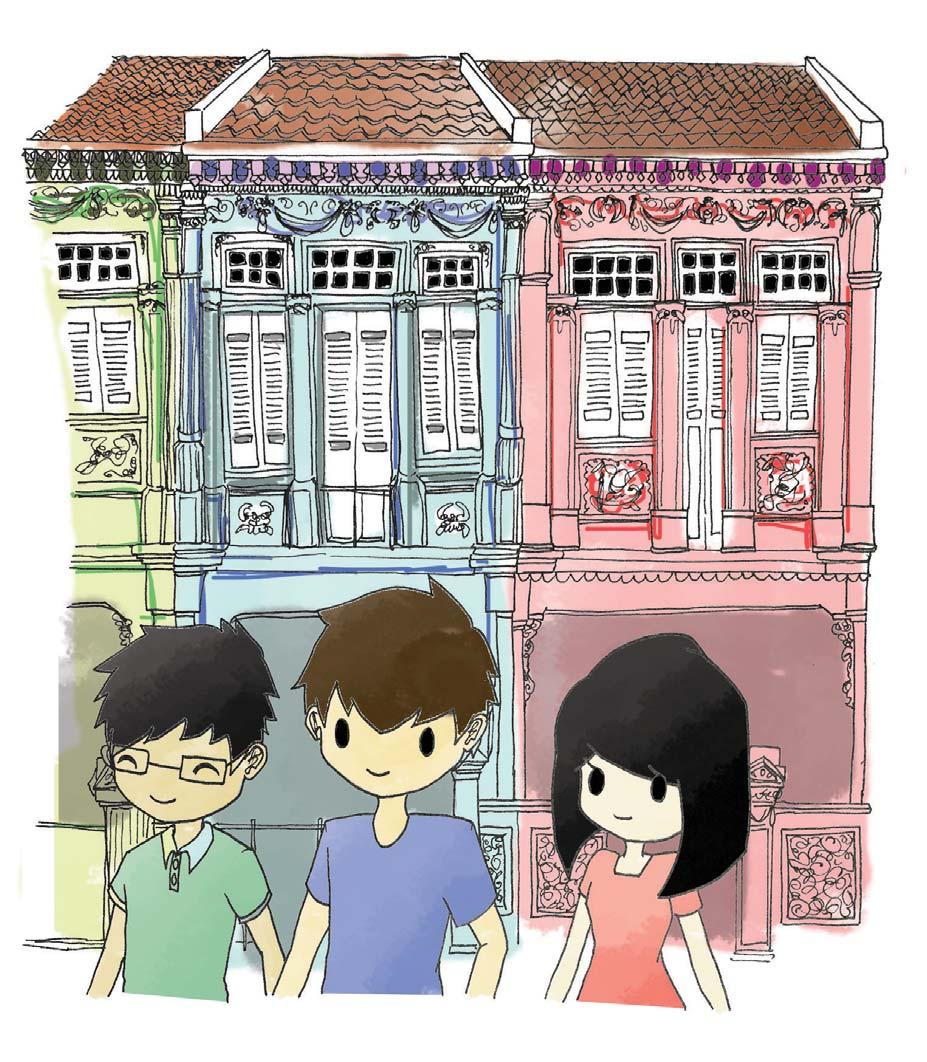 The three children had been friends for a long time. They always had good fun together. The winking house looked like it was full of secrets.