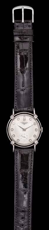 31 30 A 14 Karat White Gold and Diamond Wristwatch, longines, Circa 1952, 32.