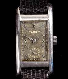 81 detail 81 A Staybright Steel Rectangular Case Wristwatch, Patek Philippe, 43.00 x 21.