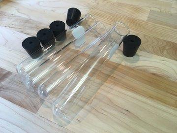 Pyrex test tubes (http://adafru.it/qwf) and matching stoppers with holes (http://adafru.