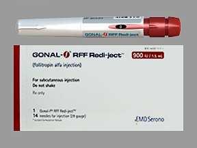 6. With the vial of Gonal-F powder on a flat surface, insert the needle of the prefilled syringe straight down through the marked center circle of the rubber stopper.
