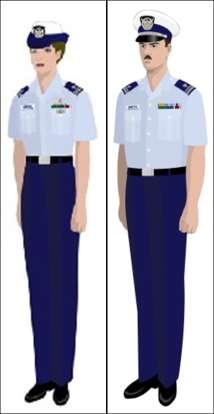 Tropical Blue May be worn when Service Dress Blue is not required and a coat and tie are not more appropriate Light blue Air Force short sleeve shirt, blue pants or skirt.