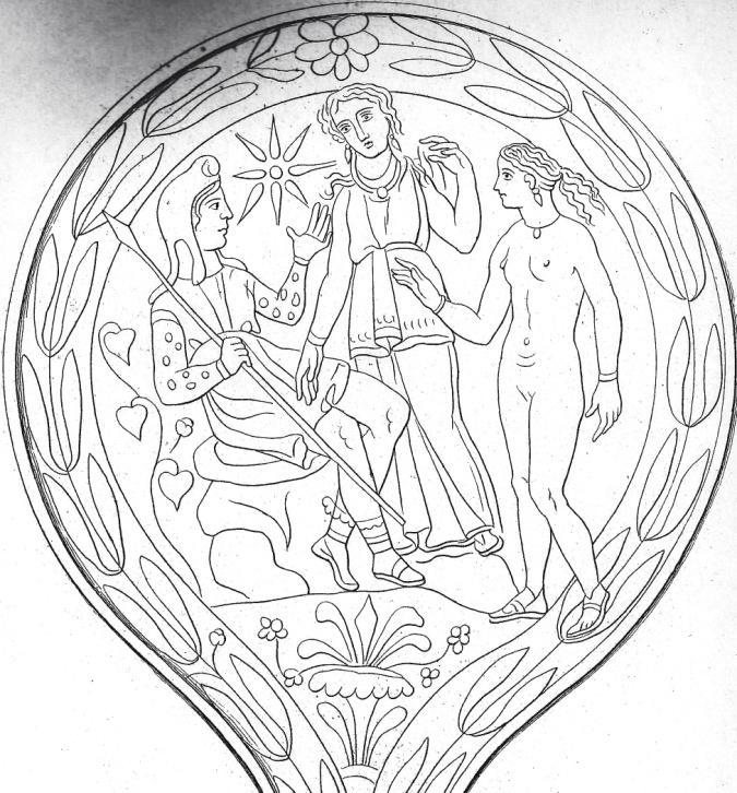 Figure 31: Barbarini mirror: Turan uniting a joyful Helen and Phrygian-capped