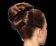 description: Braids Knots Loops Overlaps Rolls Twists Hair wrapped or wound within itself; can be cylindrical