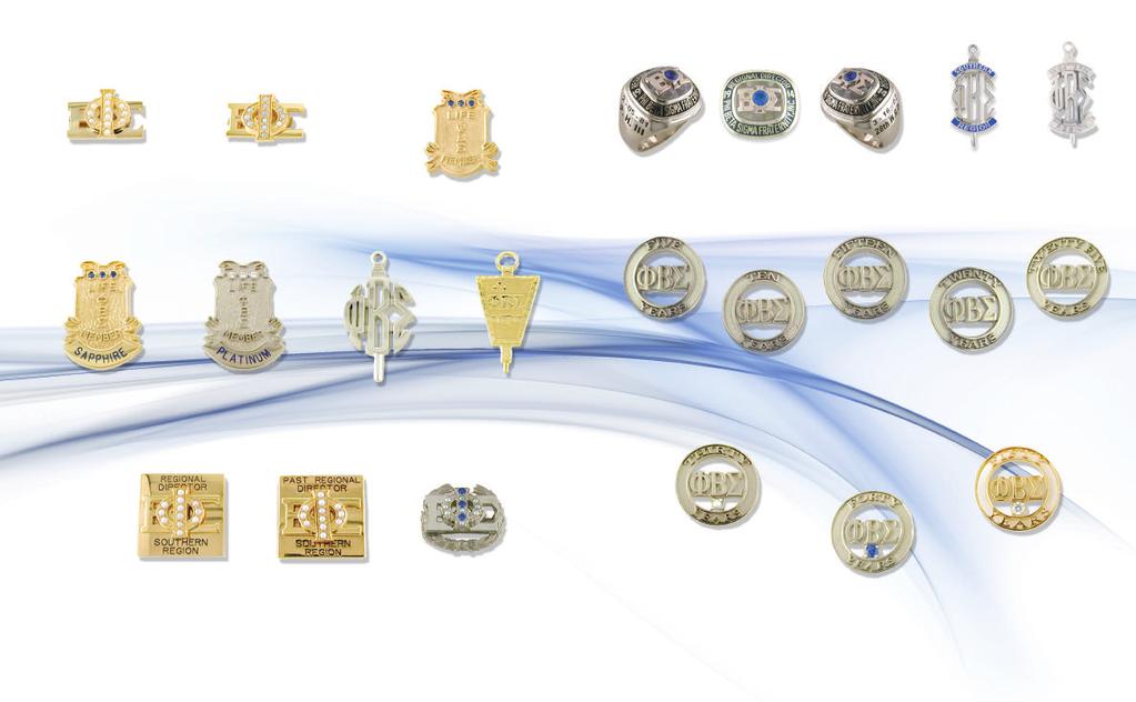 OJ109 Regional Director Ring with sapphire in 10K white or sterling silver OJ110 Outstanding Sigma Pin in sterling silver with blue epoxy OJ111 Outstanding Sigma Pin in sterling silver Outstanding