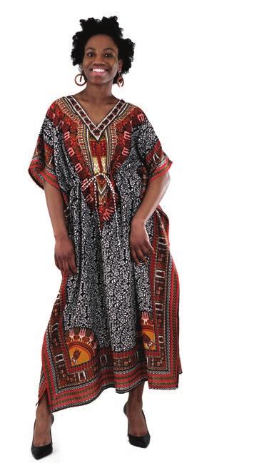 C-WS796 Moroccan Print Draw-String Kaftan Fits up to 60 bust. 53 length.