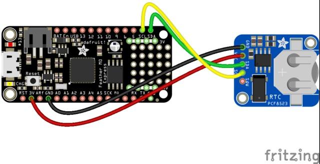 RTC with CircuitPython Wiring Wiring it up is easy, connect GND to GND on your board VCC to the logic level power of your board - every CircuitPython board uses 3.