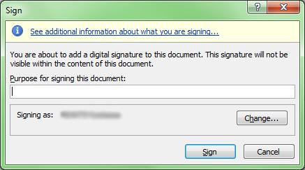 Слика 6 - MS Word 2007 Известување за дигитално потпишување За да го одберете дигиталниот