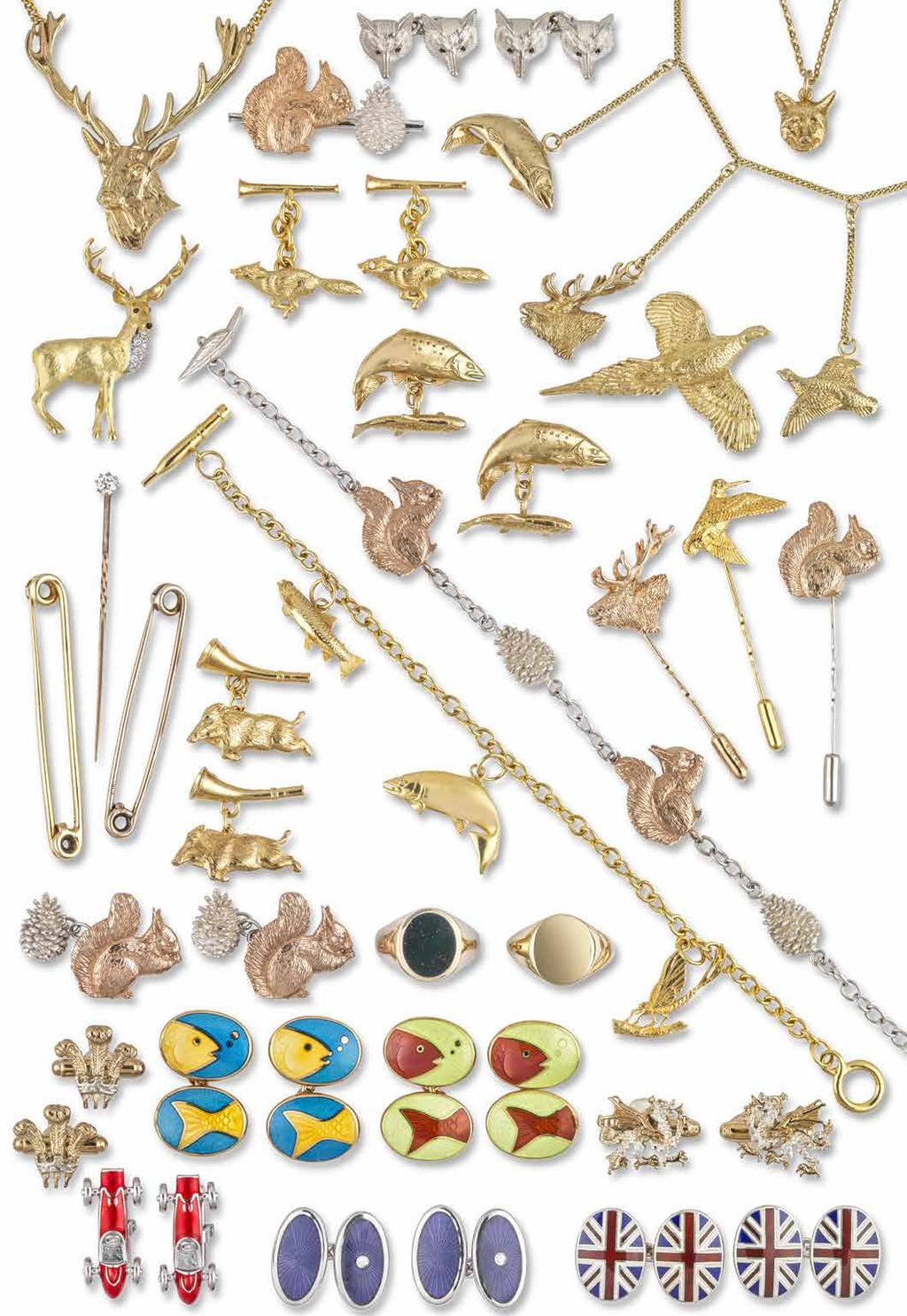 Nos 132 159 GREAT BRITISH WILDLIFE & GENTS COLLECTIONS JEWELLERY SHOWN ACTUAL SIZE 133 132 135 136 134 137 138 140 139