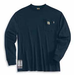 8 Square hem Carhartt FR and labels sewn on pocket Meets the performance requirements of NFPA 70E standards INHERENTLY FLAME-RESISTANT FABRIC DNY LGY FRK087-DNY/Dark Navy