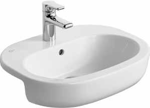 Joint sealed with waterproof sealant (not supplied) Profile 21 50 semi-countertop Profile 21 practical and versatile vanity washbasin for use in fitted furniture, vanity units and countertops.