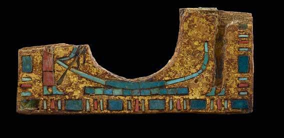 15 Pectoral fragment Gilded wood with inlays of coloured stones