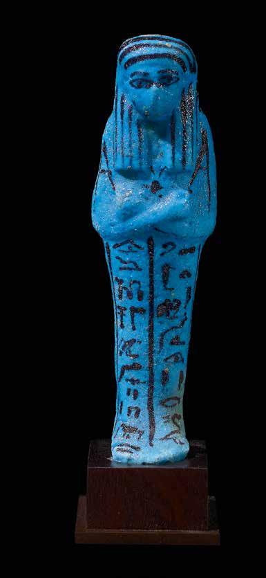 25 Shabti for Shedsuhor God s-father of Amun Blue faience with black