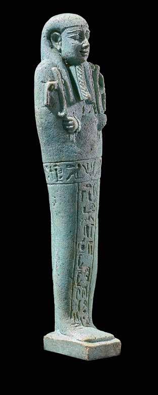 Ushebti for Horudja Royal seal bearer Green faience with incised