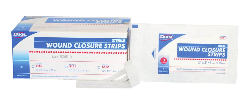 Wound Closure Strips Description DUKAL Wound Closure Strips can be used in conjunction with or as an excellent alternative to sutures or staples.
