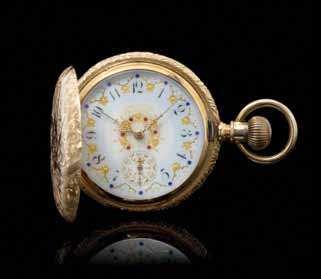 54 A 14 Karat Tri Color Gold Pocket Watch, Elgin, 39.