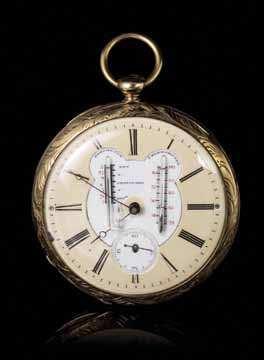 61* An Open Face Railroad Barometer/Thermometer Keywound Pocket Watch, M. J. Tobias, 56.