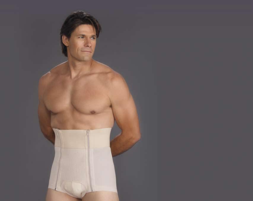 3-9000 Male Abdominoplasty Garment, without Zippers (Not Pictured) 3-9005 Male Abdominoplasty Garment Features Lightweight, breathable Powernet fabric Velcro flap closure Reinforced, double-zipper