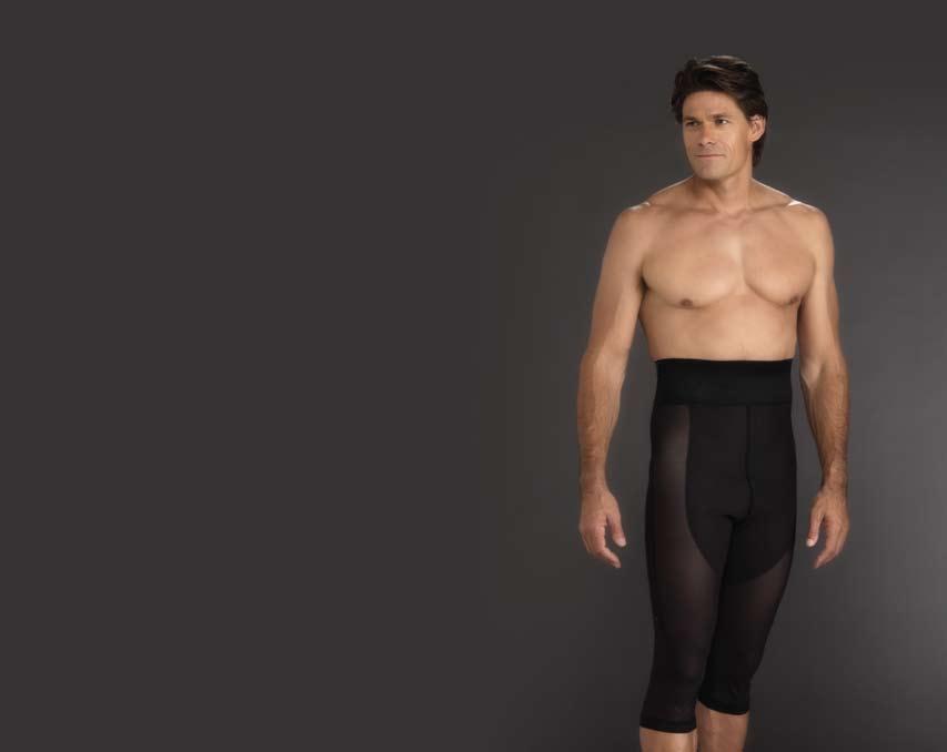 4-8100 Male Below-the-Knee Girdle Features Lightweight, breathable Powernet fabric Convenient open crotch Double-reinforced front panels Optional scrotal support and suspenders (available on request)