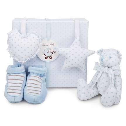 Gift Set (Teddy) Toys and More RP: 27.50 BBDPA61ROSA BBDPA61AZUL Rag teddy bear with polka-dot pattern and matching bow. 100% cotton.
