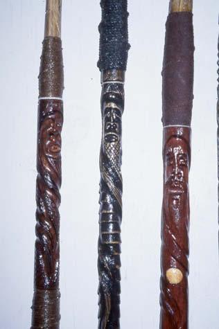 TUNAS carved sticks lashed to fishbone points by Ben Quitugua, 1998 The artist used the ancient Chamorro