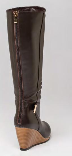 Amanda Aspen AMANDA Our beautiful 13 ½ tall shaft boot with 2 ¾ wedge and ¼ platform is back! Available in Black or Brown leather with back zipper. FULL LEATHER UPPER M 2 to 5 ½, W 2 to 5 ½ $130.