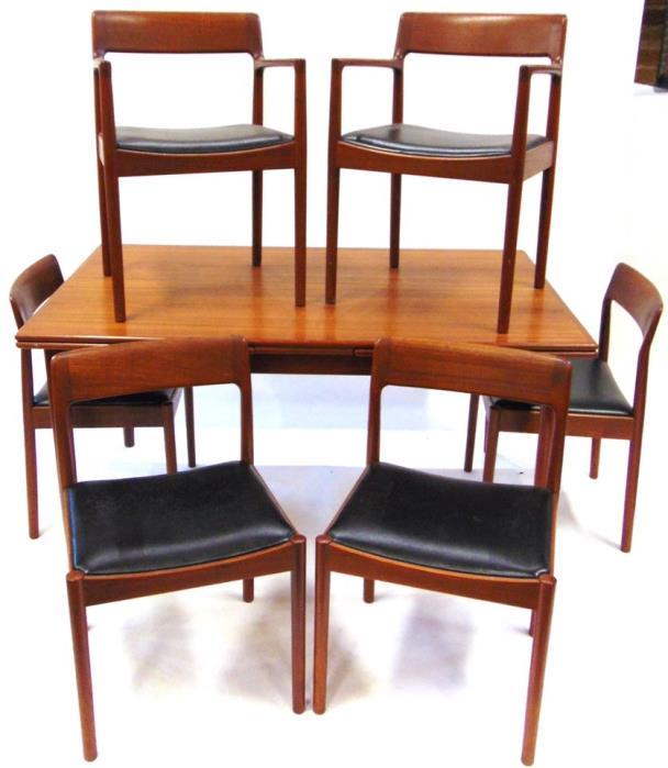 Lot 378 Lot 375 375 A 1960S DANISH TEAK DINING ROOM SUITE comprising draw-leaf table 145cm long (266cm long with both leaves extended) 90cm deep 73cm high; set