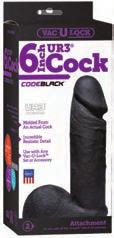 DOC JOHNSON VAC-U-LOCK CODE BLACK REALISTIC COCK 1@)( A. 1016-06-BX - 6 - Code Black B.