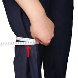 and then measure. No shoes please! 16. KNEE Measure around your knee at its widest point.