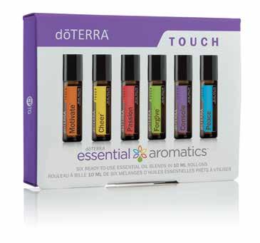 dōterra ESSENTIAL AROMATICS TOUCH dōterra ESSENTIAL AROMATICS TOUCH The dōterra Essential Aromatics Touch line contains six unique essential oil blends combined with Fractionated Coconut Oil in 10 ml
