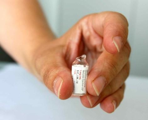 If there is, gently flick your finger near the top to get all the liquid into the bottom portion of the ampoule.