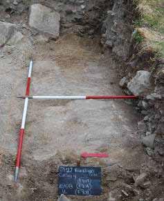 It was a spread of medium to small stones which seems to be lying on a compact surface, as yet unexcavated. This may equate to F109. The lowest level within F226 is at 62.
