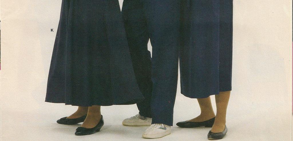 (1987-2001) Cargo Pants, Navy Blue (2000-2004) Blouse, White with Navy pinstripe, short or