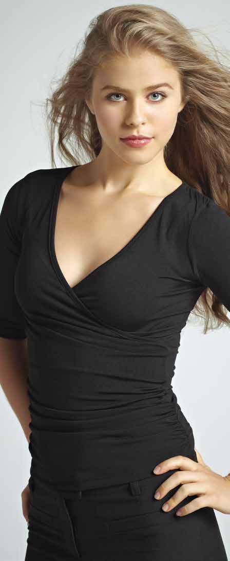 v-neck, ruching on side seams, light and comfortable, long sleeves, 92%