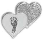 SS Single Heartfelt footprint with black cord Fingerprint Handprint Footprint YG Single Heartfelt